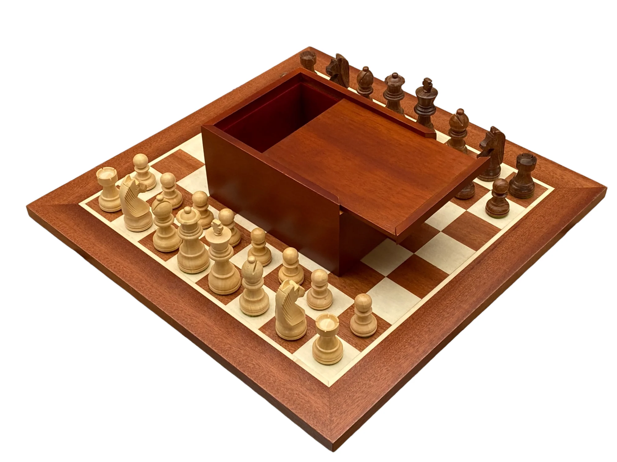 3" Acacia Classic Pieces 15.75" Mahogany Board & Slide Lid Box - Image 3