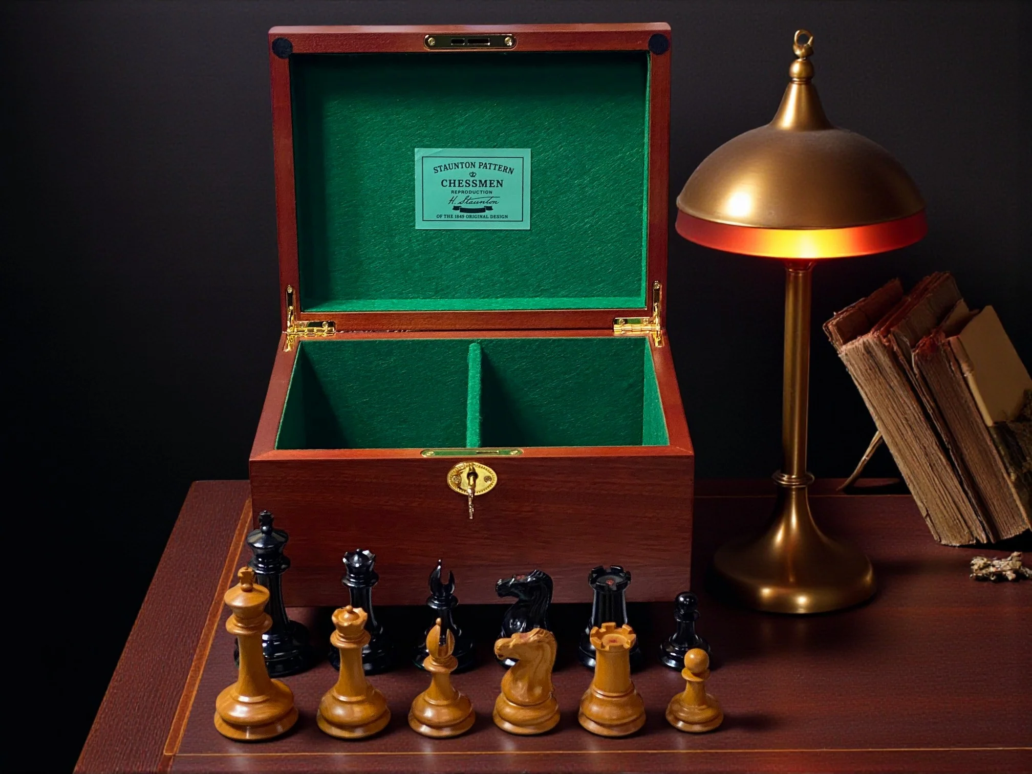 Antique Leuchars 2 Chessmen - Mahogany Deluxe Box - Image 5