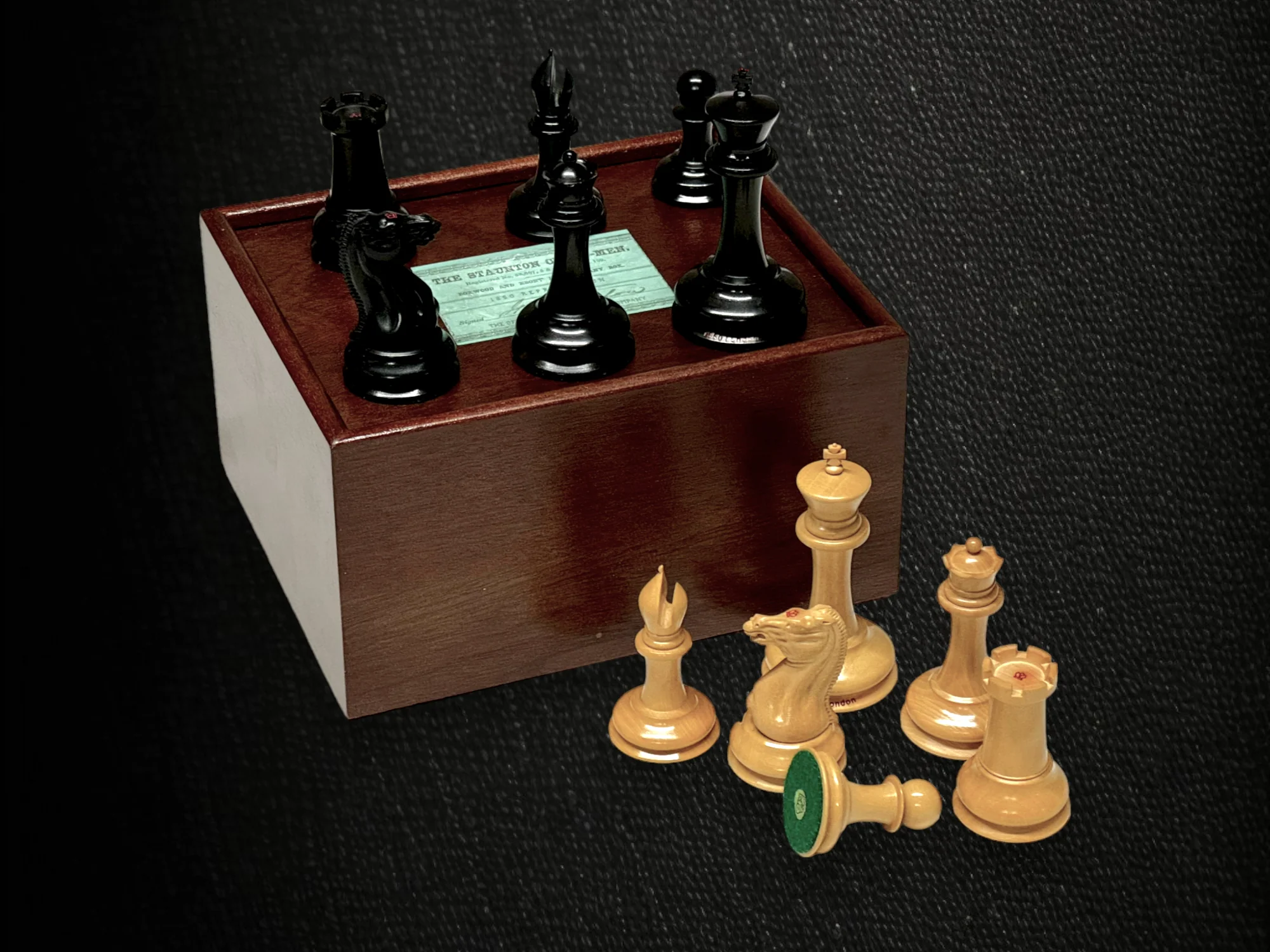 1850 London Boxwood and Ebony 3.5 Inch Replica Chessmen - Image 6