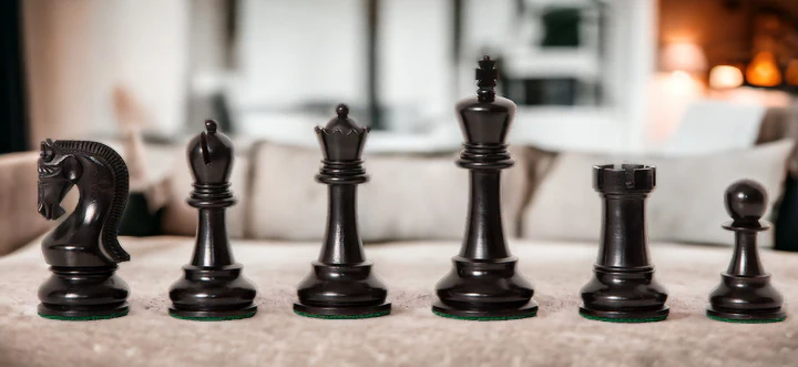 4" Leningrad Staunton Boxwood & Black Chess Pieces - Image 6