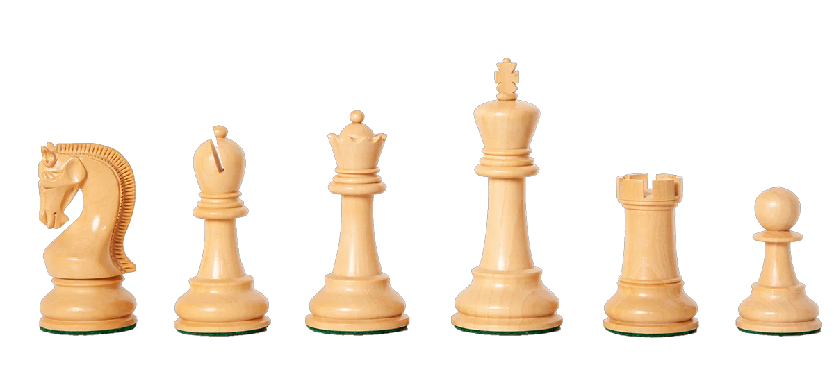 4" Staunton Leningrad Acacia Chess Pieces - Image 7
